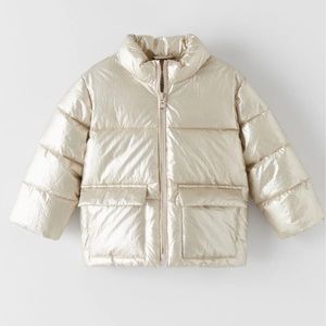 Zara Girls Toddler Puffer Metallic Gold 4t 5t